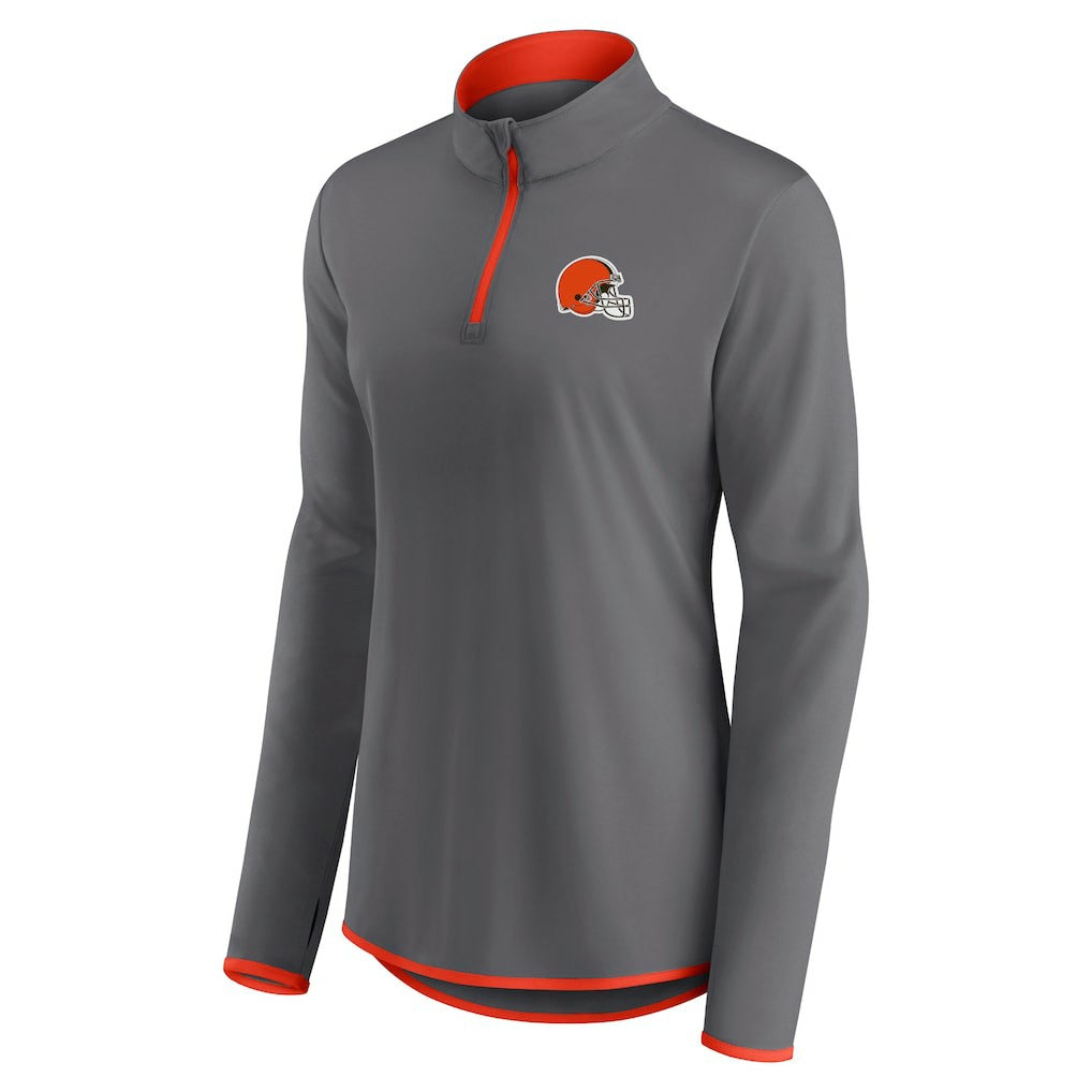 Cleveland Browns Women's Adult Corner Long Sleeve 1/4 Zip Top Gray - NFL