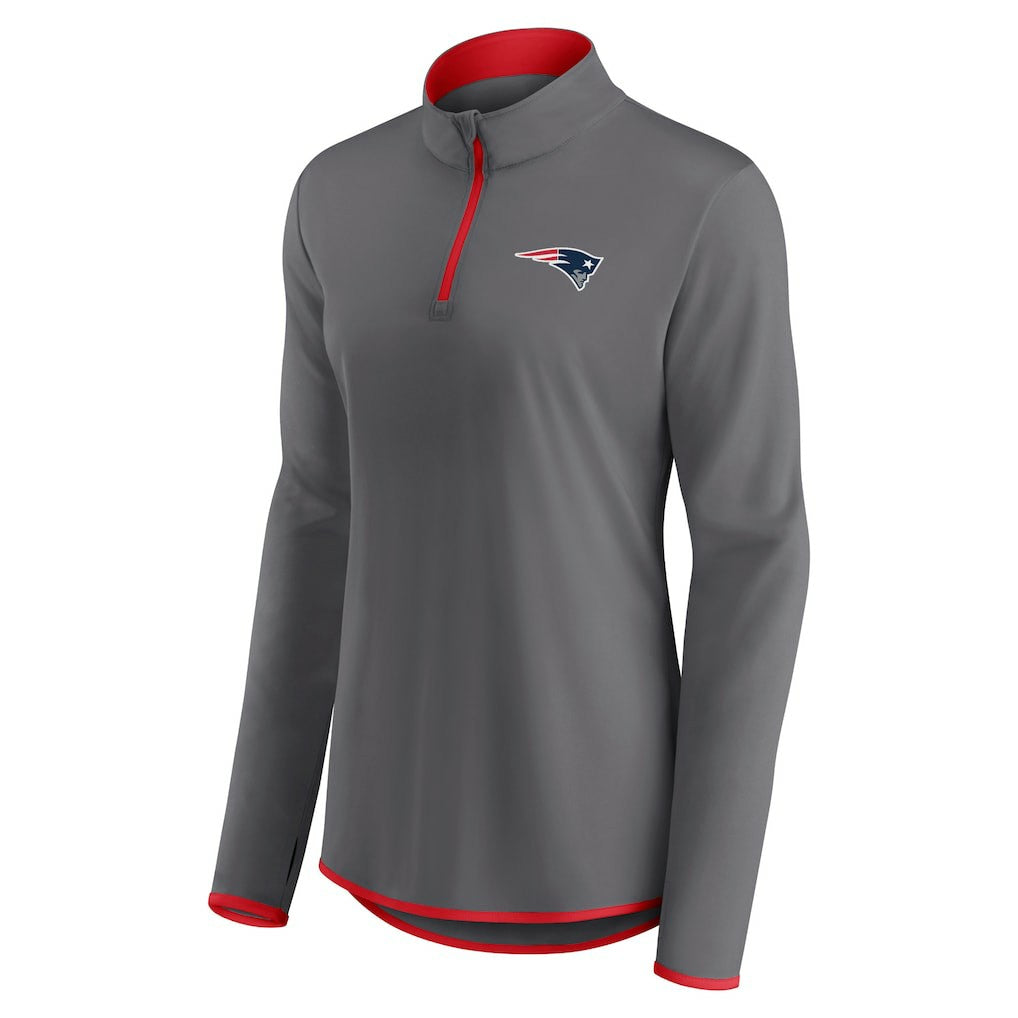 New England Patriots Women's Adult Corner Long Sleeve 1/4 Zip Top Gray - NFL