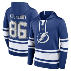 Nikita Kucherov Tampa Bay Lightning - Fanatics Name & Number Lace-Up Pullover Hoodie Blue