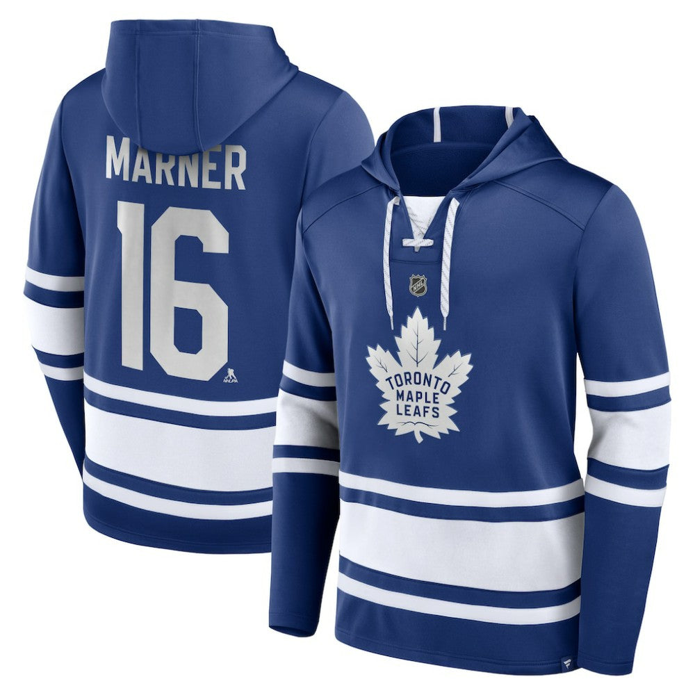 Mitch Marner Toronto Maple Leafs - Fanatics Name & Number Lace-Up Pullover Hoodie Blue