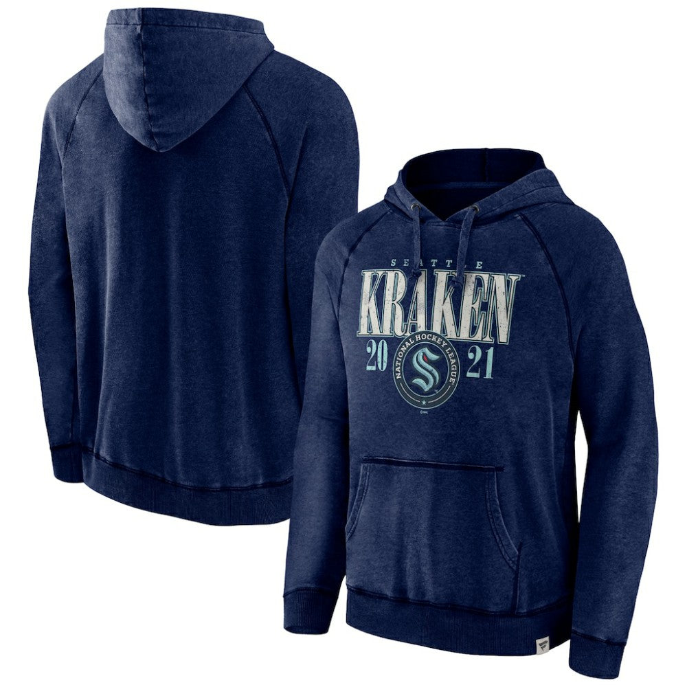 Seattle Kraken Fanatics Shoulder-To-Shoulder Raglan Pullover Hoodie Heather Deep Sea Blue