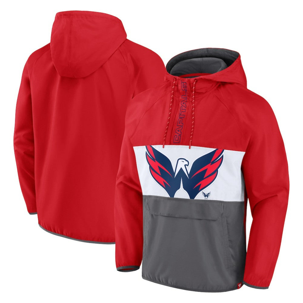 Washington Capitals Fanatics Flagrant Foul Anorak Raglan Half-Zip Hoodie Jacket Red