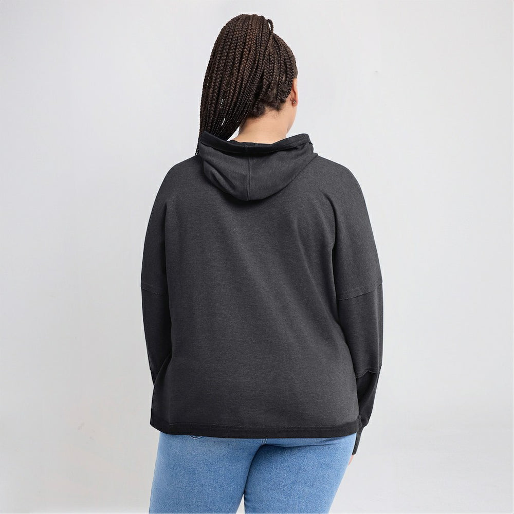Pittsburgh Steelers Women's Lightewight Modest Crop Lounge Helmet Arch Pullover Hoodie Charcoal - Fanatics