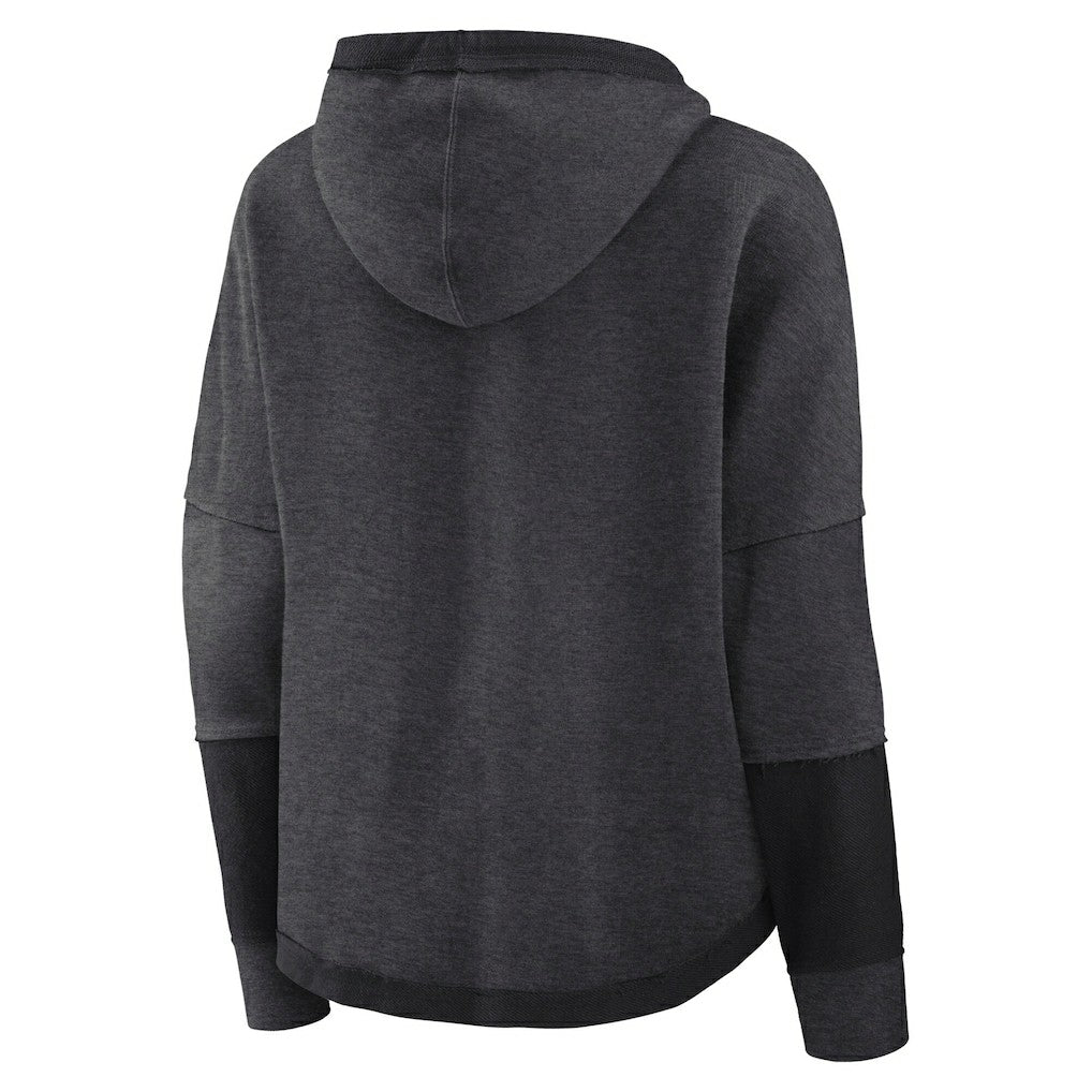 Las Vegas Raiders Women's Lightewight Modest Crop Lounge Helmet Arch Pullover Hoodie Charcoal - Fanatics