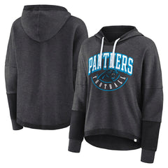 Carolina Panthers Women's Lightewight Modest Crop Lounge Helmet Arch Pullover Hoodie Charcoal - Fanatics