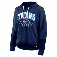 Tennessee Titans Women's Lightewight Modest Crop Lounge Helmet Arch Pullover Hoodie Navy - Fanatics