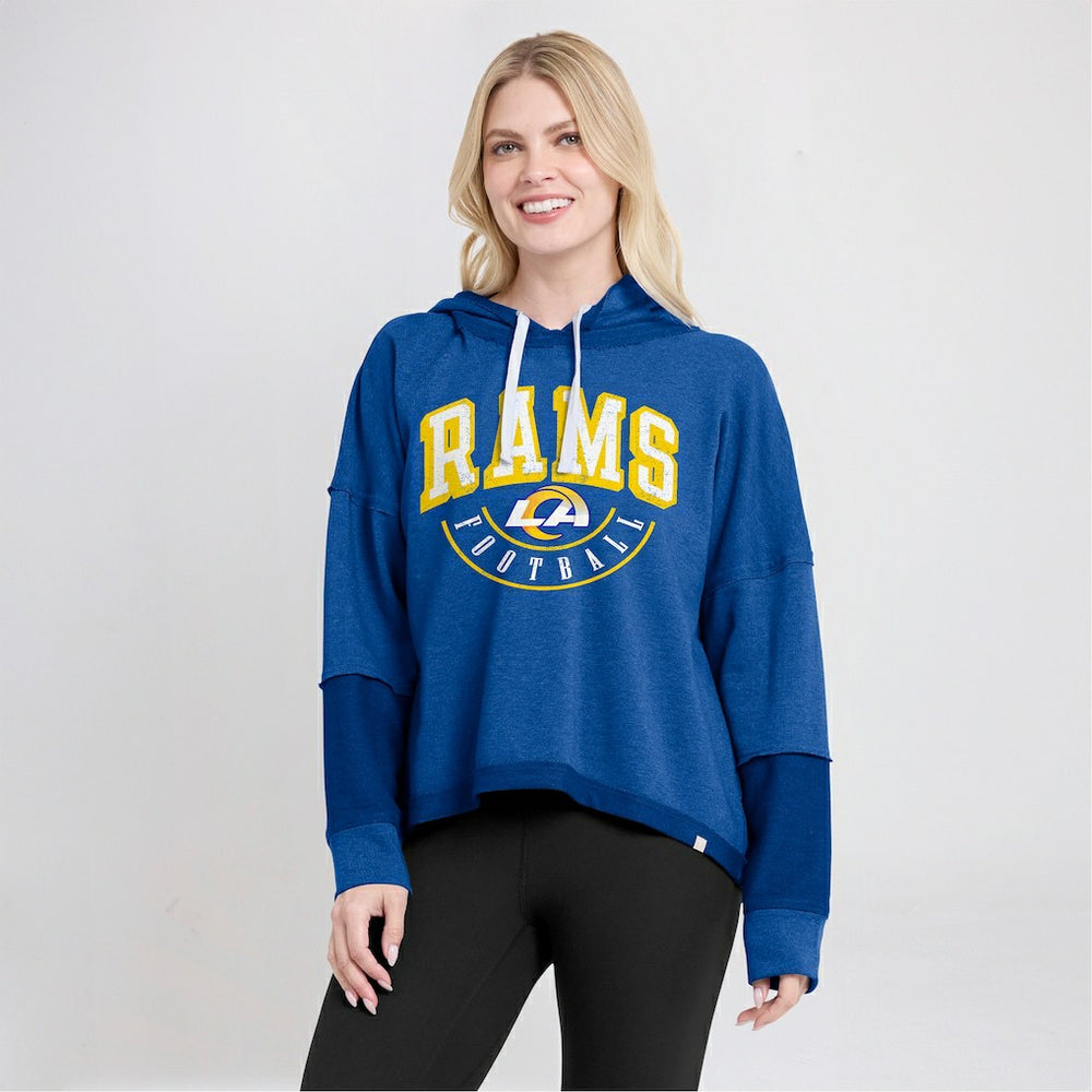 Los Angeles Rams Women's Lightewight Modest Crop Lounge Helmet Arch Pullover Hoodie Royal - Fanatics