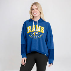 Los Angeles Rams Women's Lightewight Modest Crop Lounge Helmet Arch Pullover Hoodie Royal - Fanatics