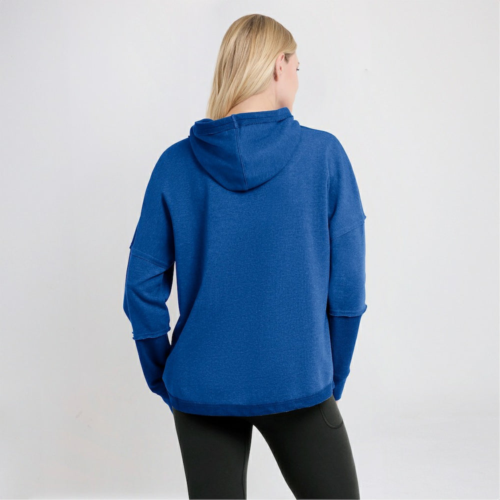 Los Angeles Rams Women's Lightewight Modest Crop Lounge Helmet Arch Pullover Hoodie Royal - Fanatics