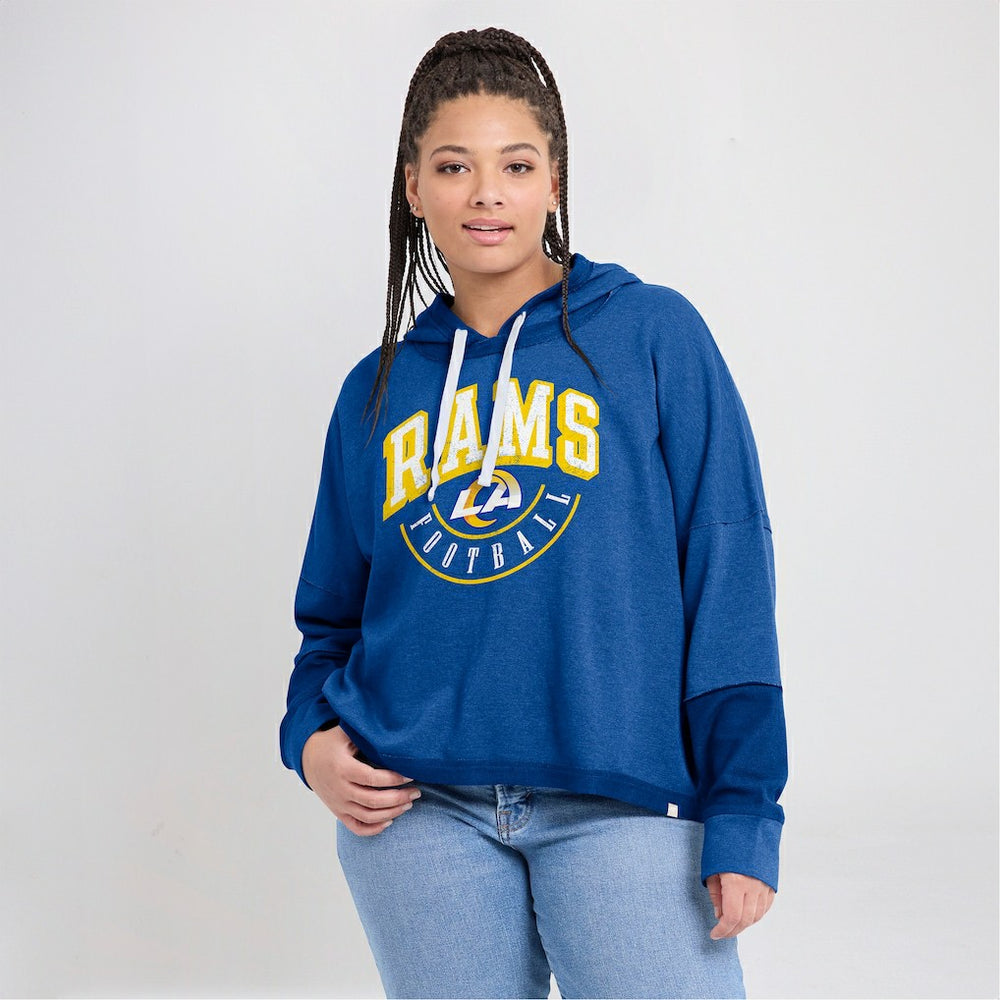 Los Angeles Rams Women's Lightewight Modest Crop Lounge Helmet Arch Pullover Hoodie Royal - Fanatics
