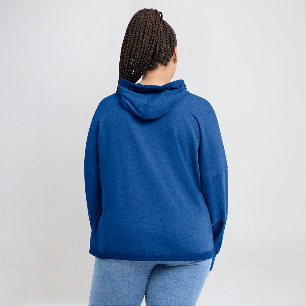 Los Angeles Rams Women's Lightewight Modest Crop Lounge Helmet Arch Pullover Hoodie Royal - Fanatics