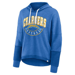 Los Angeles Chargers Women's Lightewight Modest Crop Lounge Helmet Arch Pullover Hoodie Powder Blue - Fanatics