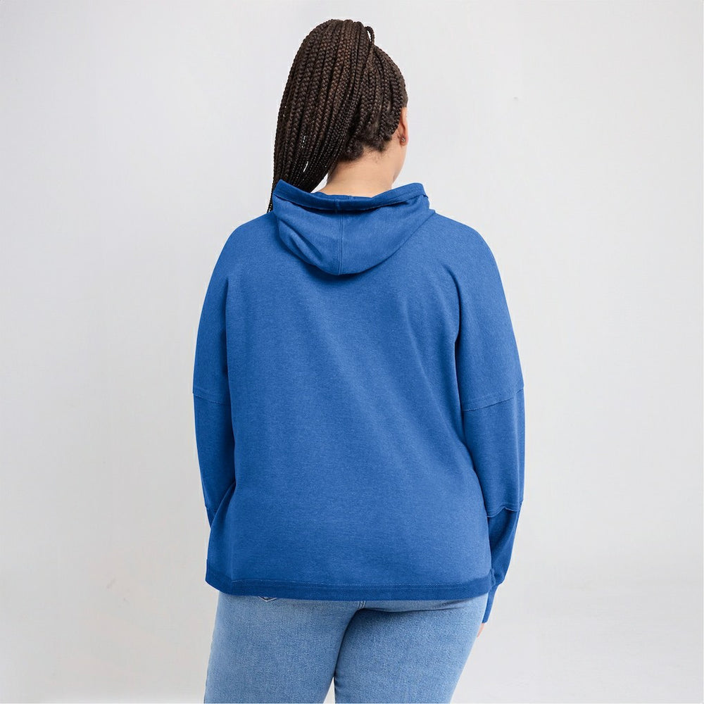 Los Angeles Chargers Women's Lightewight Modest Crop Lounge Helmet Arch Pullover Hoodie Powder Blue - Fanatics