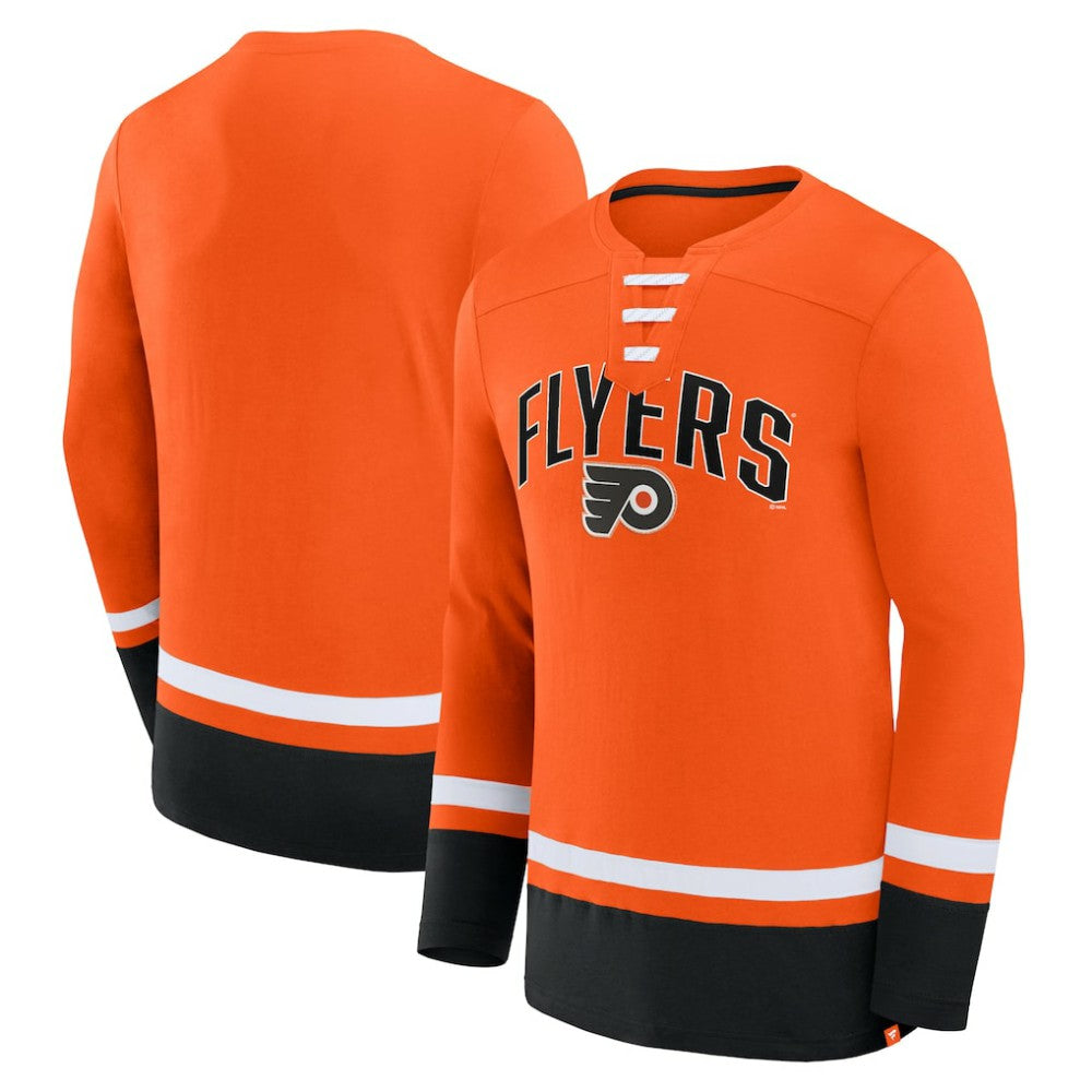 Philadelphia Flyers - Fanatics Back Pass Lace-Up Long Sleeve T-Shirt Orange