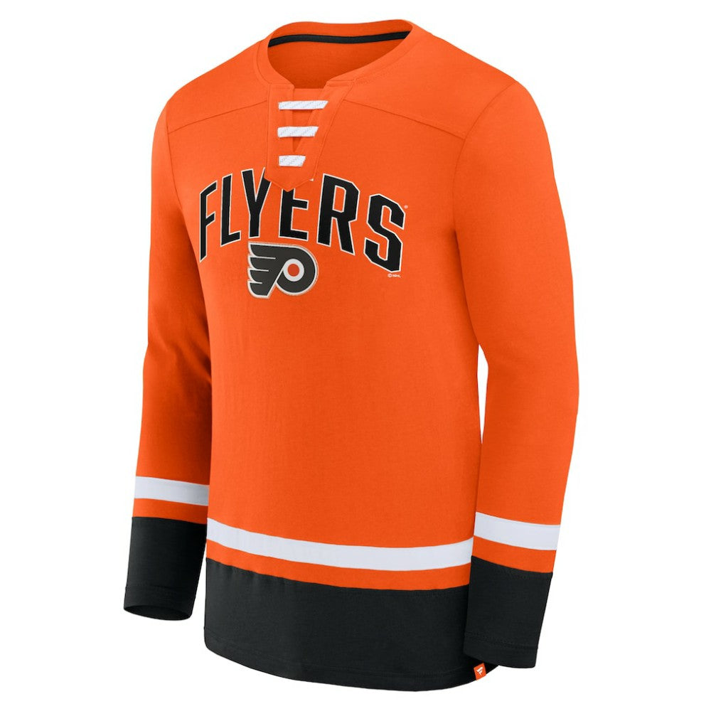 Philadelphia Flyers - Fanatics Back Pass Lace-Up Long Sleeve T-Shirt Orange