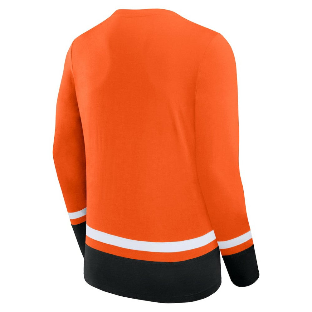 Philadelphia Flyers - Fanatics Back Pass Lace-Up Long Sleeve T-Shirt Orange