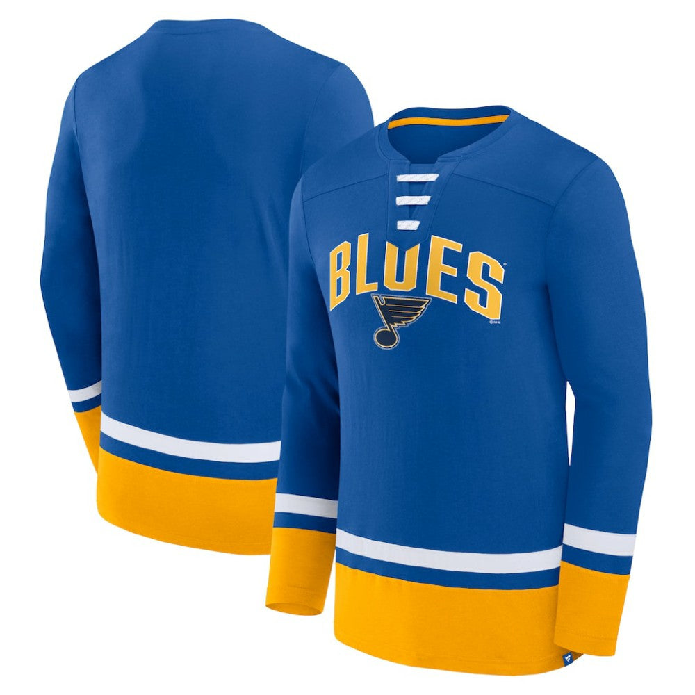 St. Louis Blues - Fanatics Back Pass Lace-Up Long Sleeve T-Shirt Blue