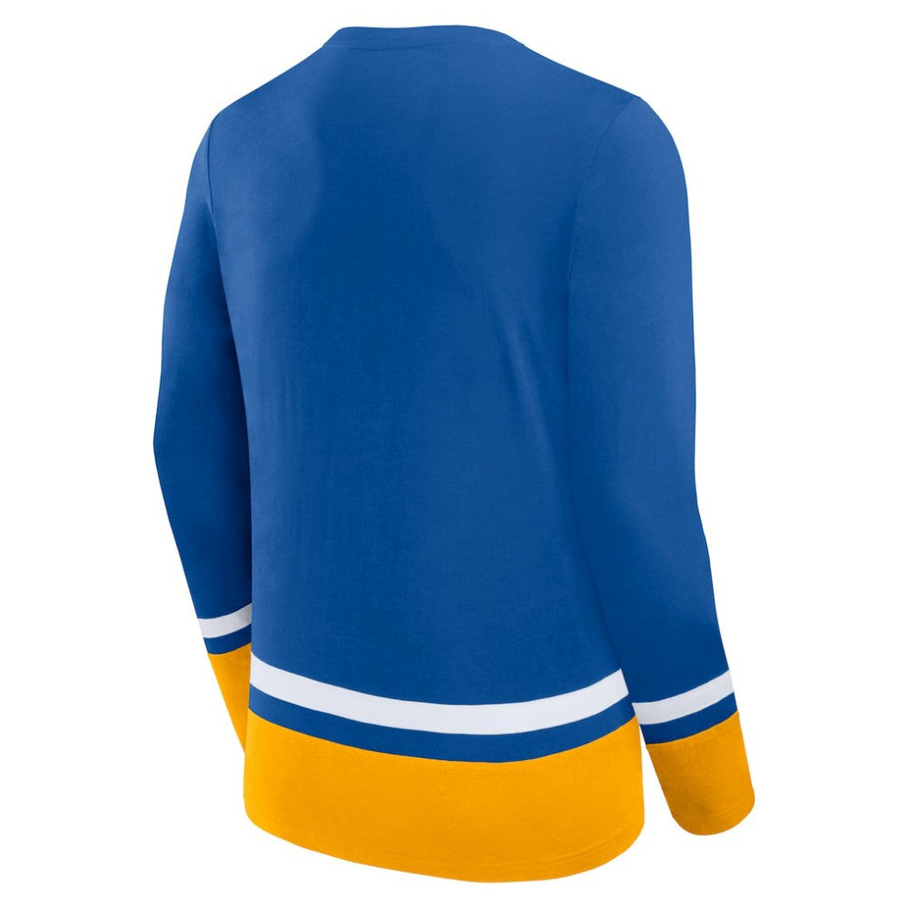 St. Louis Blues - Fanatics Back Pass Lace-Up Long Sleeve T-Shirt Blue
