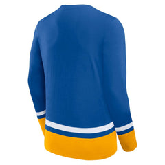 St. Louis Blues - Fanatics Back Pass Lace-Up Long Sleeve T-Shirt Blue