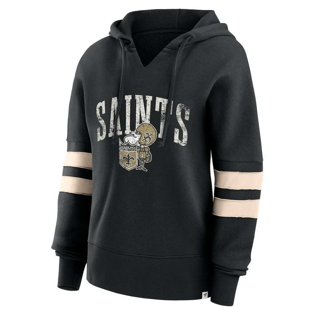 New Orleans Saints Women's Bold Move Dolman V-Neck Hip HIp Hoodie Black - Fanatics