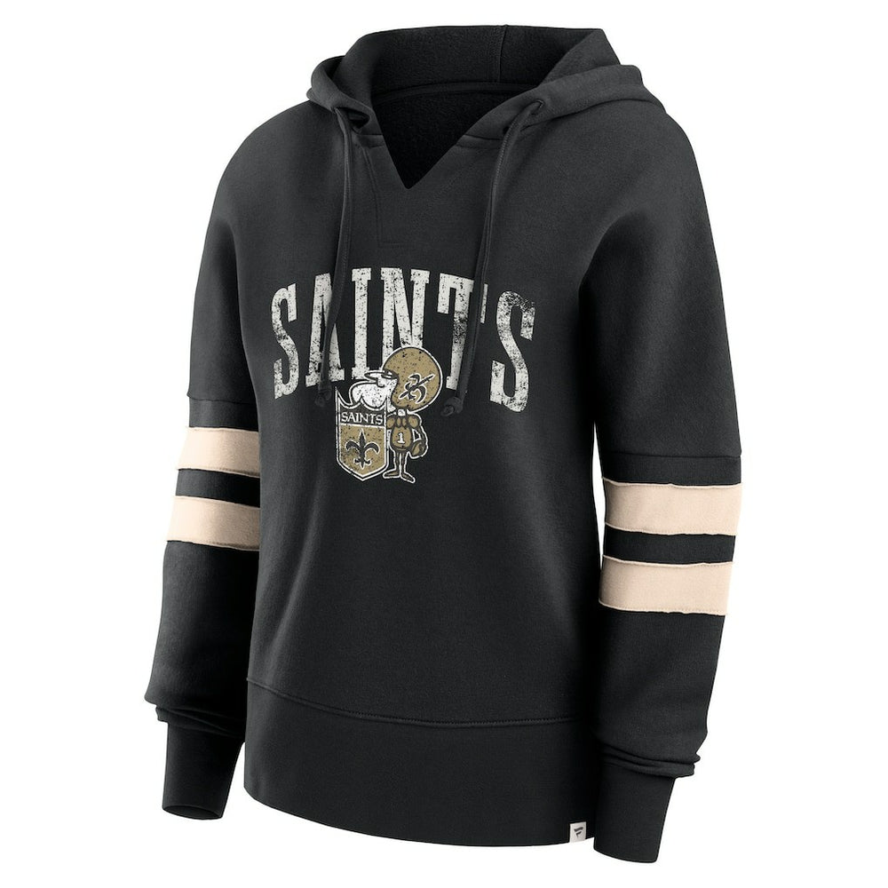 New Orleans Saints Women's Bold Move Dolman V-Neck Hip HIp Hoodie Black - Fanatics