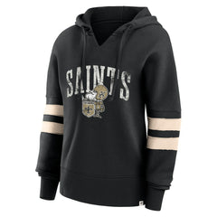New Orleans Saints Women's Bold Move Dolman V-Neck Hip HIp Hoodie Black - Fanatics