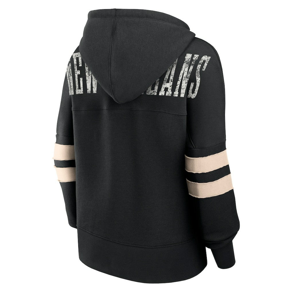 New Orleans Saints Women's Bold Move Dolman V-Neck Hip HIp Hoodie Black - Fanatics