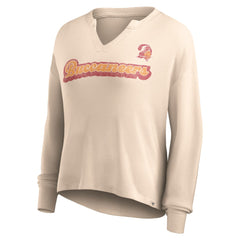 Tampa Bay Buccaneers Women's Go For It Notch Neck Waffle Knit Lightweight Long Sleeve T-Shirt Tan - Fanatics