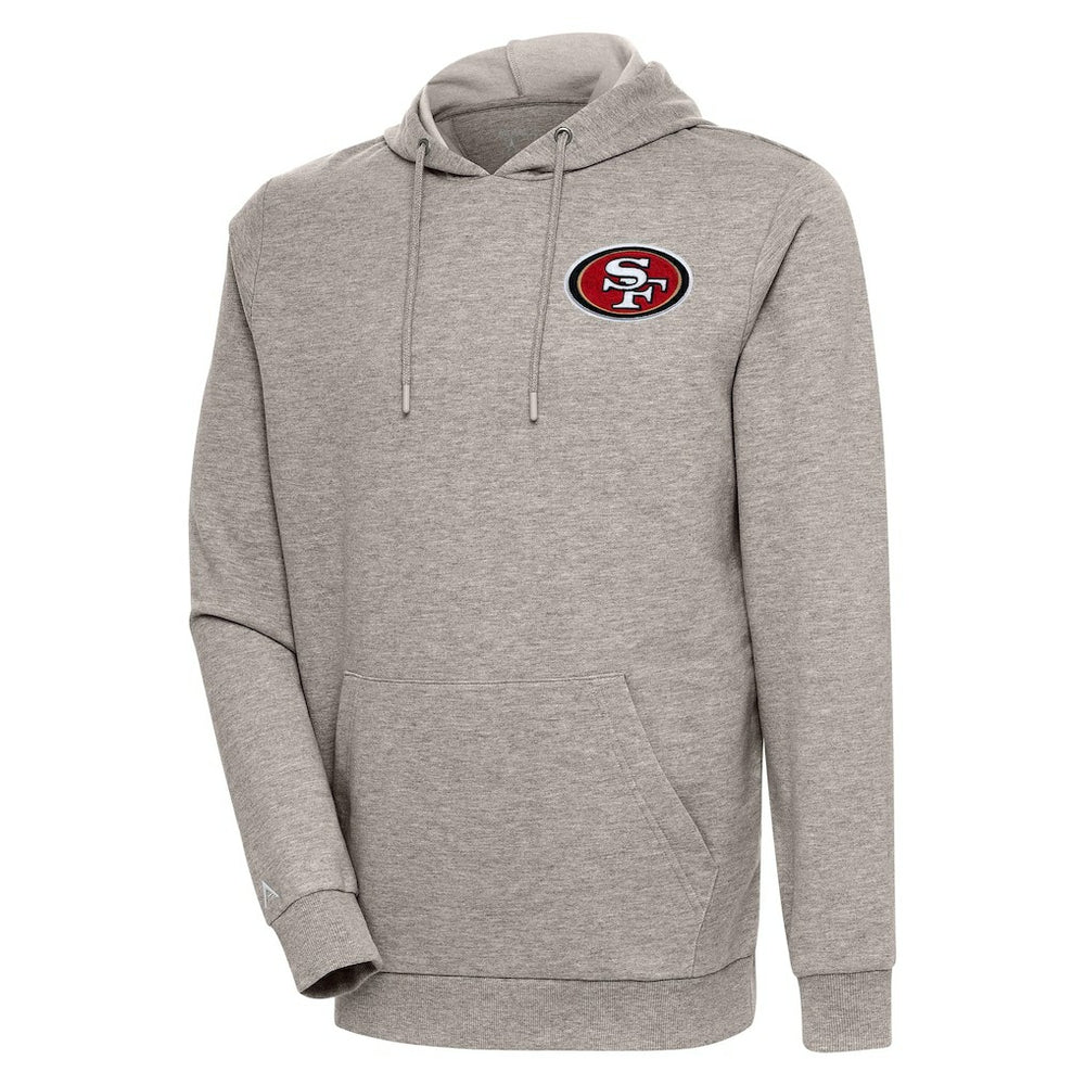 San Francisco 49ers Antigua Action Lightweight Pullover Hoodie Oatmeal - NFL