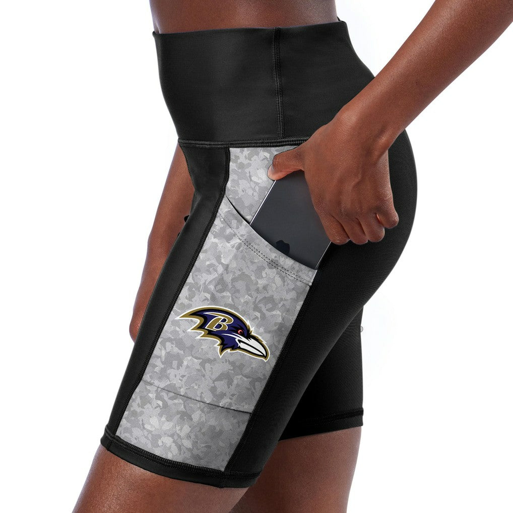 Baltimore Ravens Certo Women's High Waist Logo Two-Pocket Biker Shorts Black - NFL