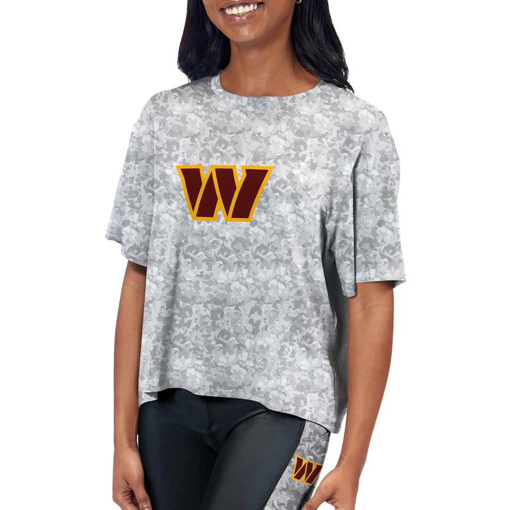 Washington Commanders Certo Women's Cropped Turnout T-Shirt Gray - NFL