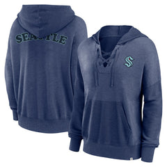 Seattle Kraken Fanatics Women's Breakout Lace-Up Pullover Hoodie Navy