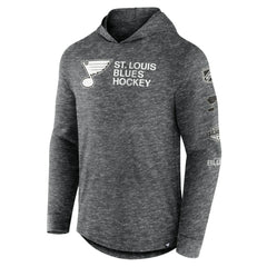 St. Louis Blues - Fanatics Stacked Long Sleeve Hoodie T-Shirt Heather Charcoal