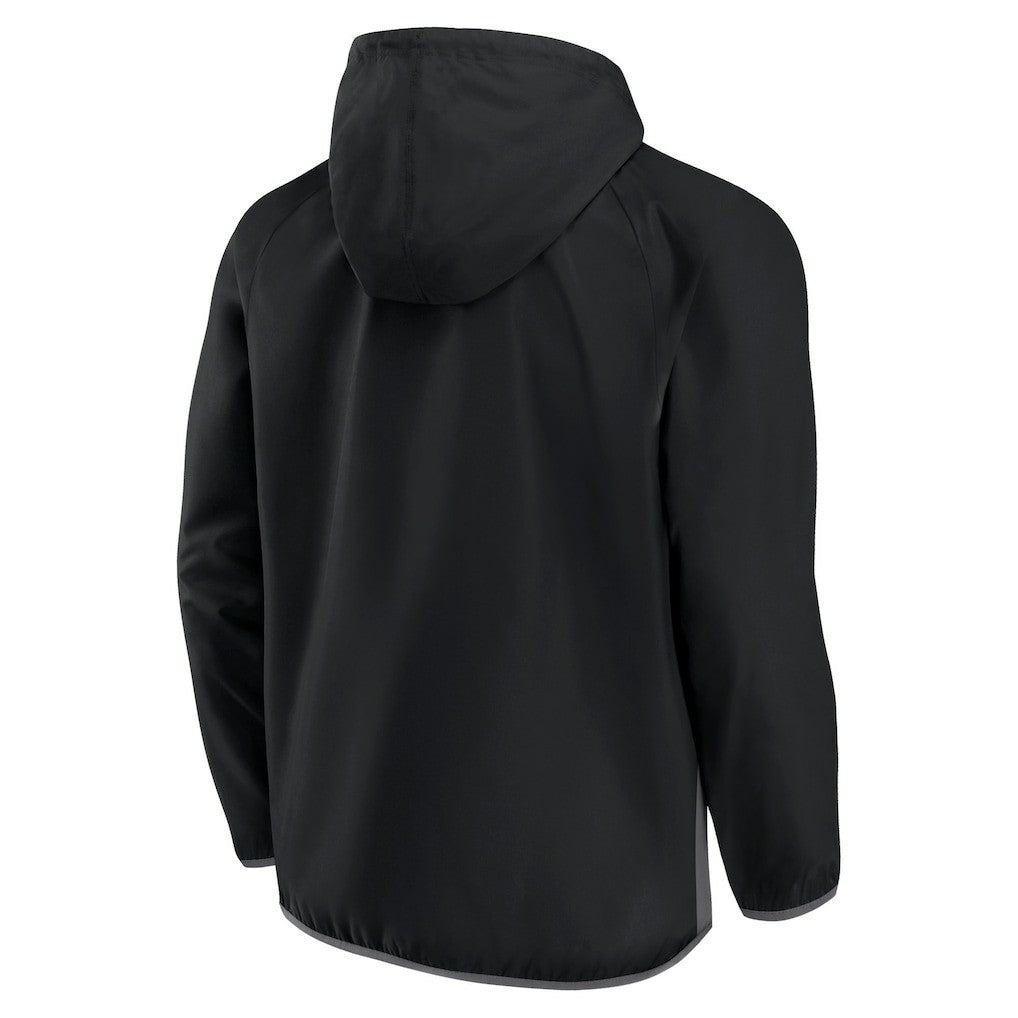 Fanatics - Brooklyn Nets Anorak Flagrant Foul Color-Block Raglan Hoodie Half-Zip Jacket - Black/Gray