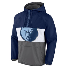 Fanatics - Memphis Grizzlies Anorak Flagrant Foul Color-Block Raglan Hoodie Half-Zip Jacket - Navy/Gray