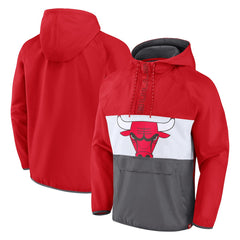Fanatics - Chicago Bulls Anorak Flagrant Foul Color-Block Raglan Hoodie Half-Zip Jacket - Red/Gray