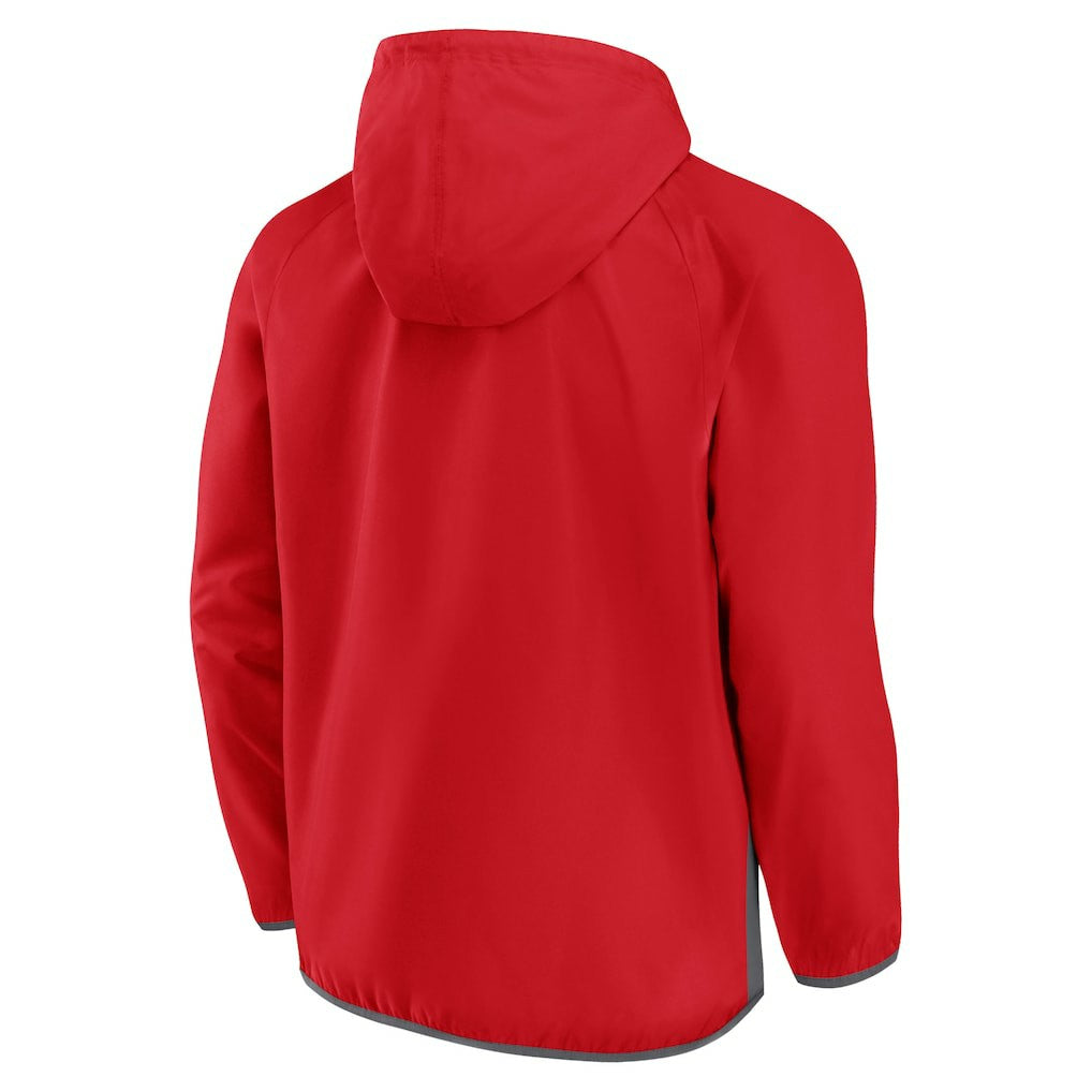 Fanatics - Chicago Bulls Anorak Flagrant Foul Color-Block Raglan Hoodie Half-Zip Jacket - Red/Gray