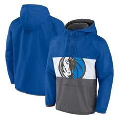 Fanatics - Dallas Mavericks Anorak Flagrant Foul Color-Block Raglan Hoodie Half-Zip Jacket - Blue/Gray
