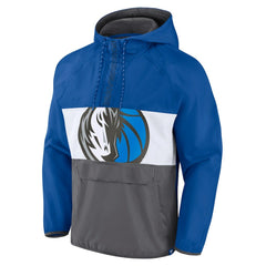 Fanatics - Dallas Mavericks Anorak Flagrant Foul Color-Block Raglan Hoodie Half-Zip Jacket - Blue/Gray