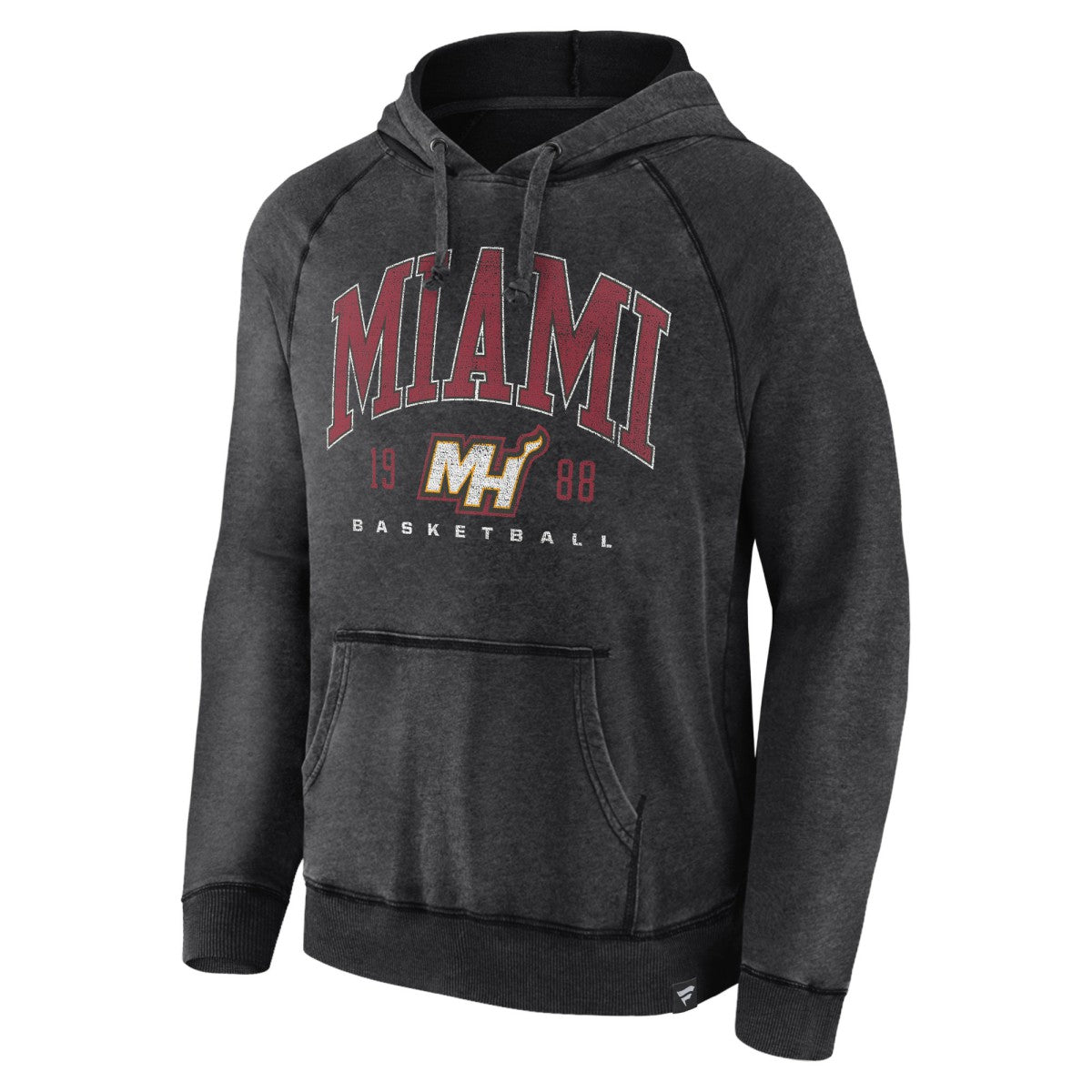 Fanatics - Miami Heat Foul Trouble Snow Wash Raglan Pullover Hoodie - Heather Charcoal