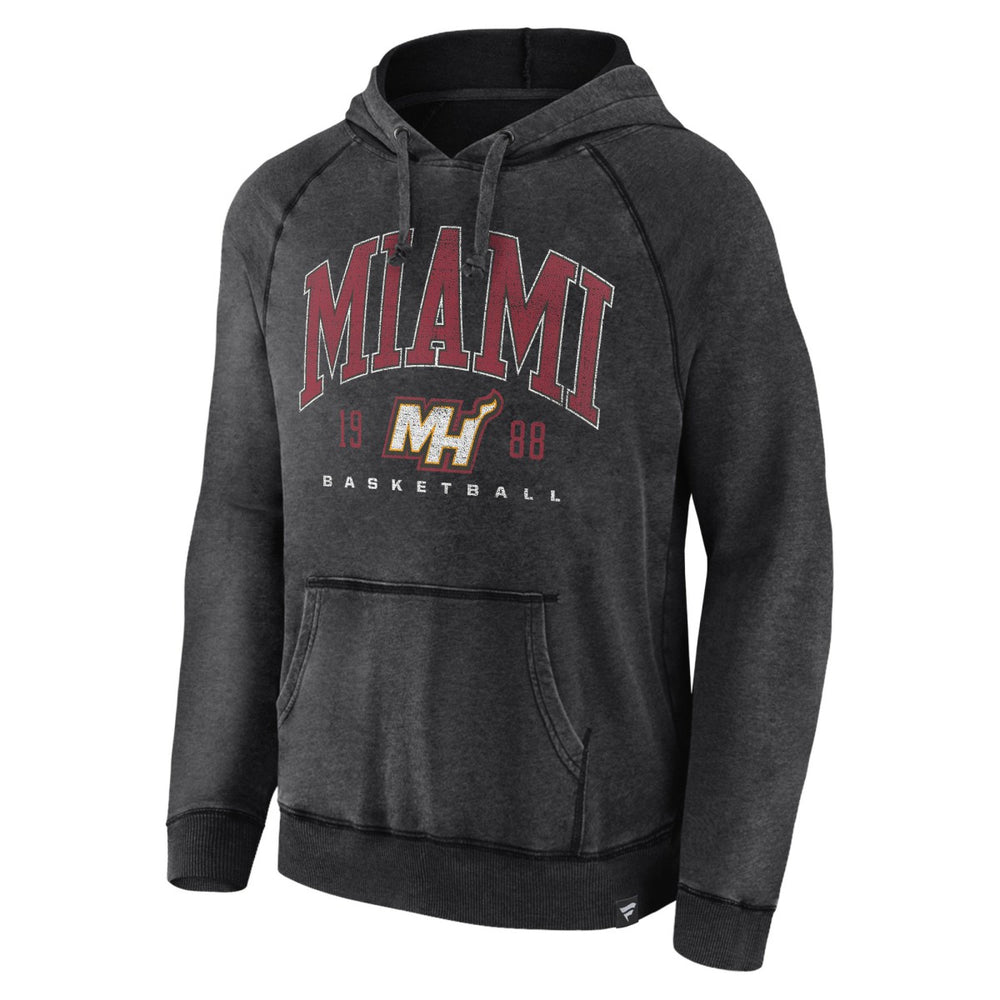 Fanatics - Miami Heat Foul Trouble Snow Wash Raglan Pullover Hoodie - Heather Charcoal
