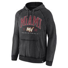 Fanatics - Miami Heat Foul Trouble Snow Wash Raglan Pullover Hoodie - Heather Charcoal