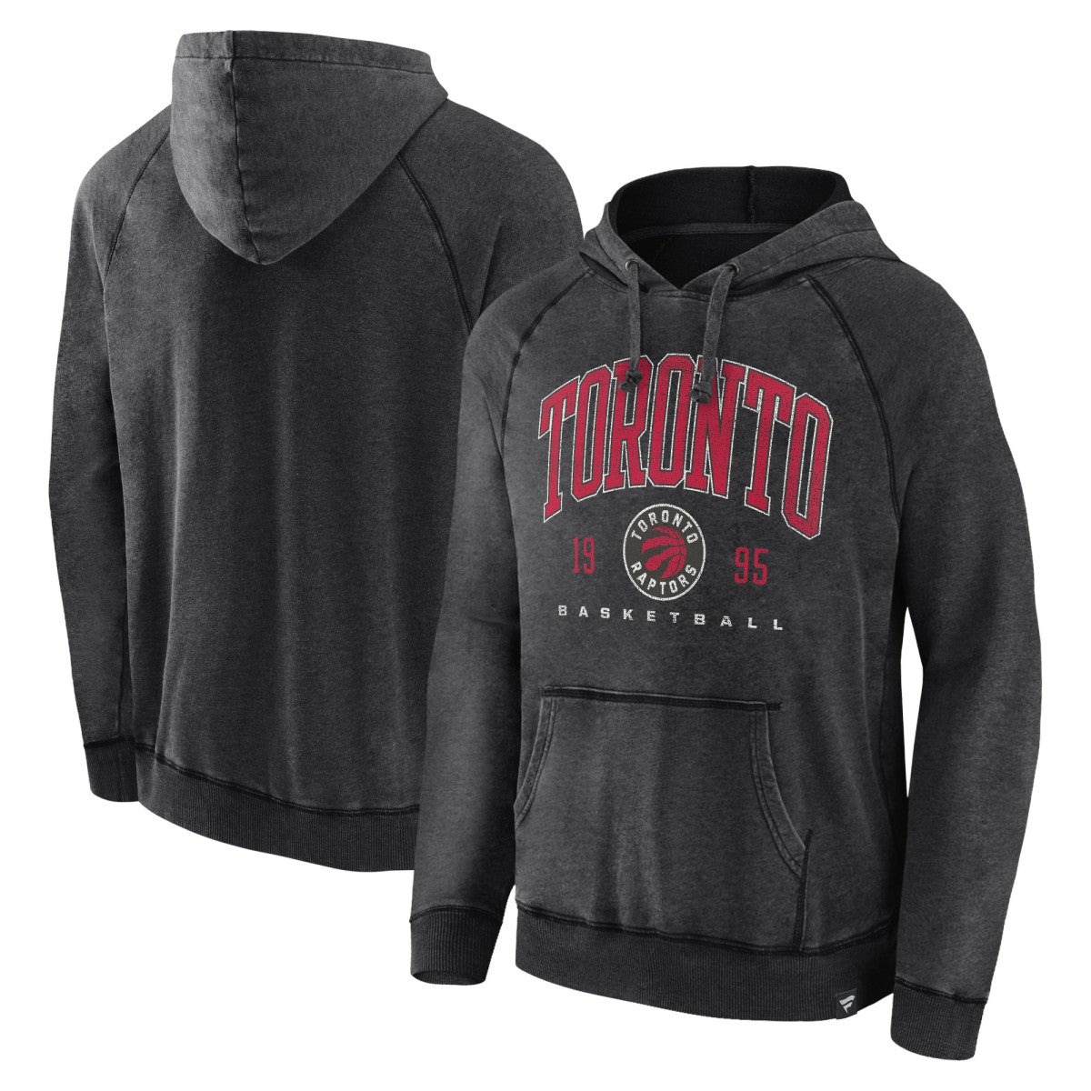 Fanatics - Toronto Raptors Foul Trouble Snow Wash Raglan Pullover Hoodie - Heather Charcoal