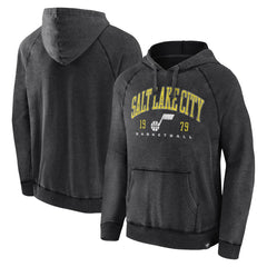 Fanatics - Utah Jazz Foul Trouble Snow Wash Raglan Pullover Hoodie - Heather Charcoal