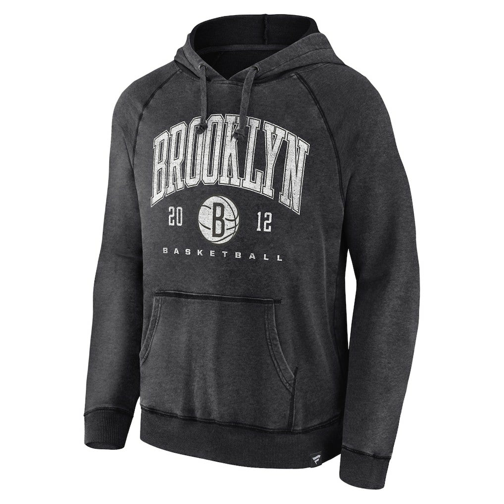 Fanatics - Brooklyn Nets Foul Trouble Snow Wash Raglan Pullover Hoodie - Heather Charcoal