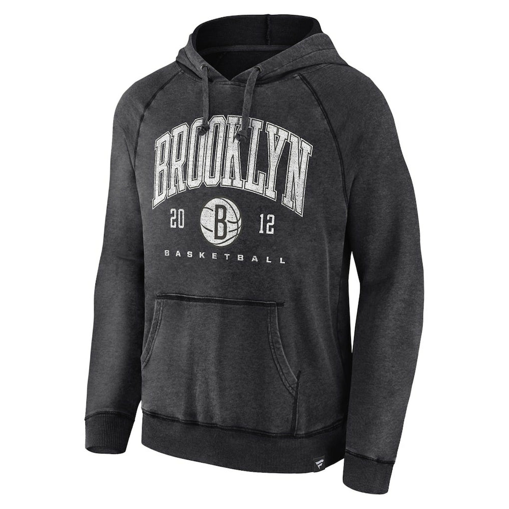 Fanatics - Brooklyn Nets Foul Trouble Snow Wash Raglan Pullover Hoodie - Heather Charcoal