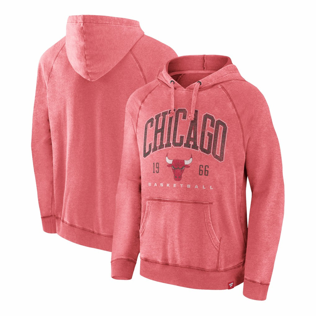 Fanatics - Chicago Bulls Foul Trouble Snow Wash Raglan Pullover Hoodie - Heather Red