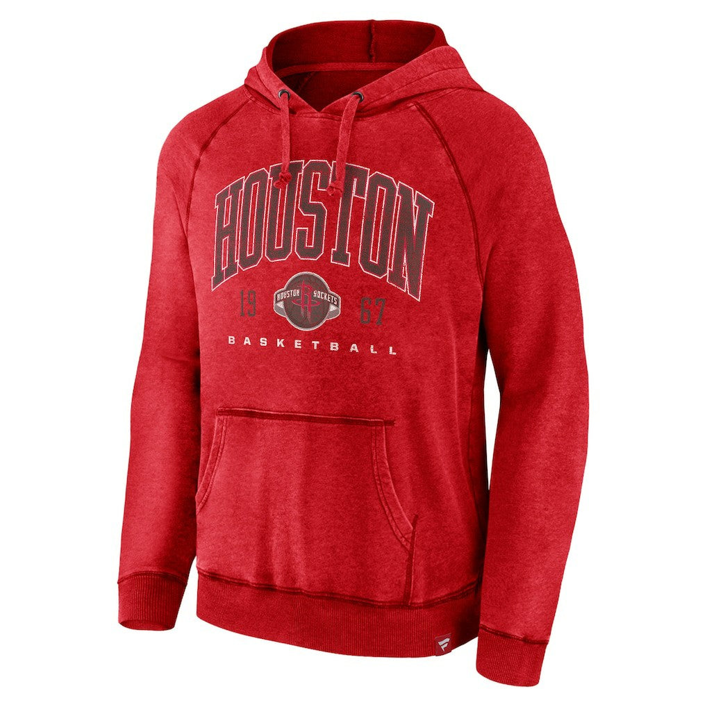 Fanatics - Houston Rockets Foul Trouble Snow Wash Raglan Pullover Hoodie - Heather Red