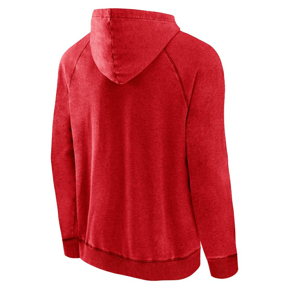 Fanatics - Atlanta Hawks Foul Trouble Snow Wash Raglan Pullover Hoodie - Heather Red