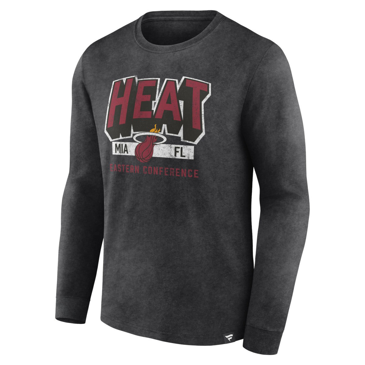 Fanatics - Miami Heat Front Court Press Snow Wash Long Sleeve T-Shirt - Heather Charcoal